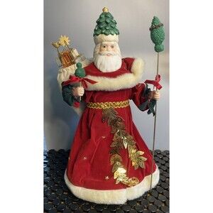 Christmas Santa Tree Topper 14.5" Velvet Robe Staph Filigree Bird Cage Midwest